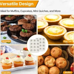 2-Pack Nonstick 12-Cup Muffin Pans, Easy-Clean Cupcake Baking Tins (Beige)