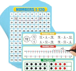 12 Pack Numbers 1-120 Chart Dry Erase Flash Card 12