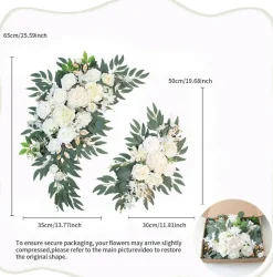Pack of 2 Artificial Wedding Arch Floral Swags – Hanging Silk Flower Arrangements for Ceremony Arches, Backdrops, Welcome Signs & Party Decor (White)