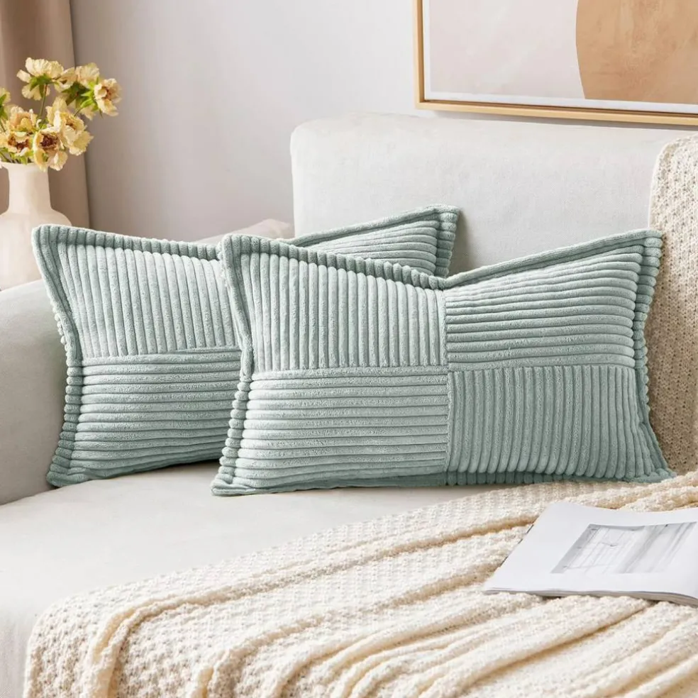 Pack of 2 Boho Striped Corduroy Pillow Covers