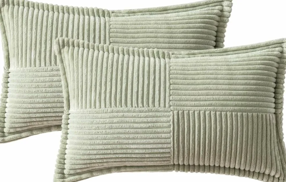Pack of 2 Boho Striped Corduroy Pillow Covers