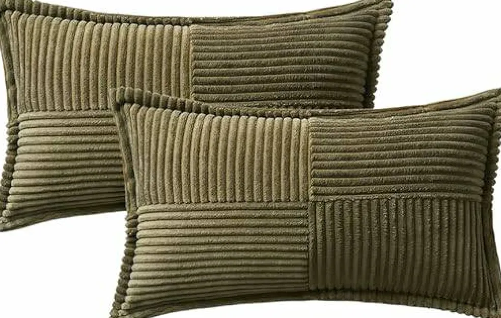 Pack of 2 Boho Striped Corduroy Pillow Covers