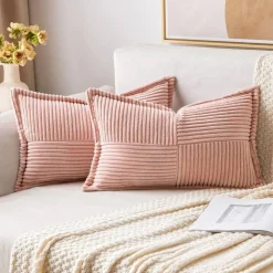 Pack of 2 Boho Striped Corduroy Pillow Covers