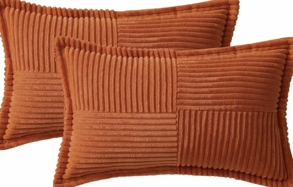 Pack of 2 Boho Striped Corduroy Pillow Covers
