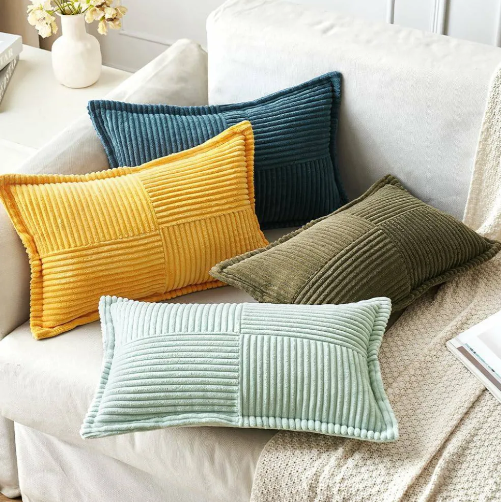 Pack of 2 Boho Striped Corduroy Pillow Covers