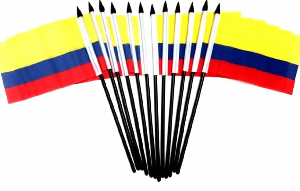 Pack of 12 Colombia Mini Flags – 4"x6" Polyester Desk & Hand Waving Set