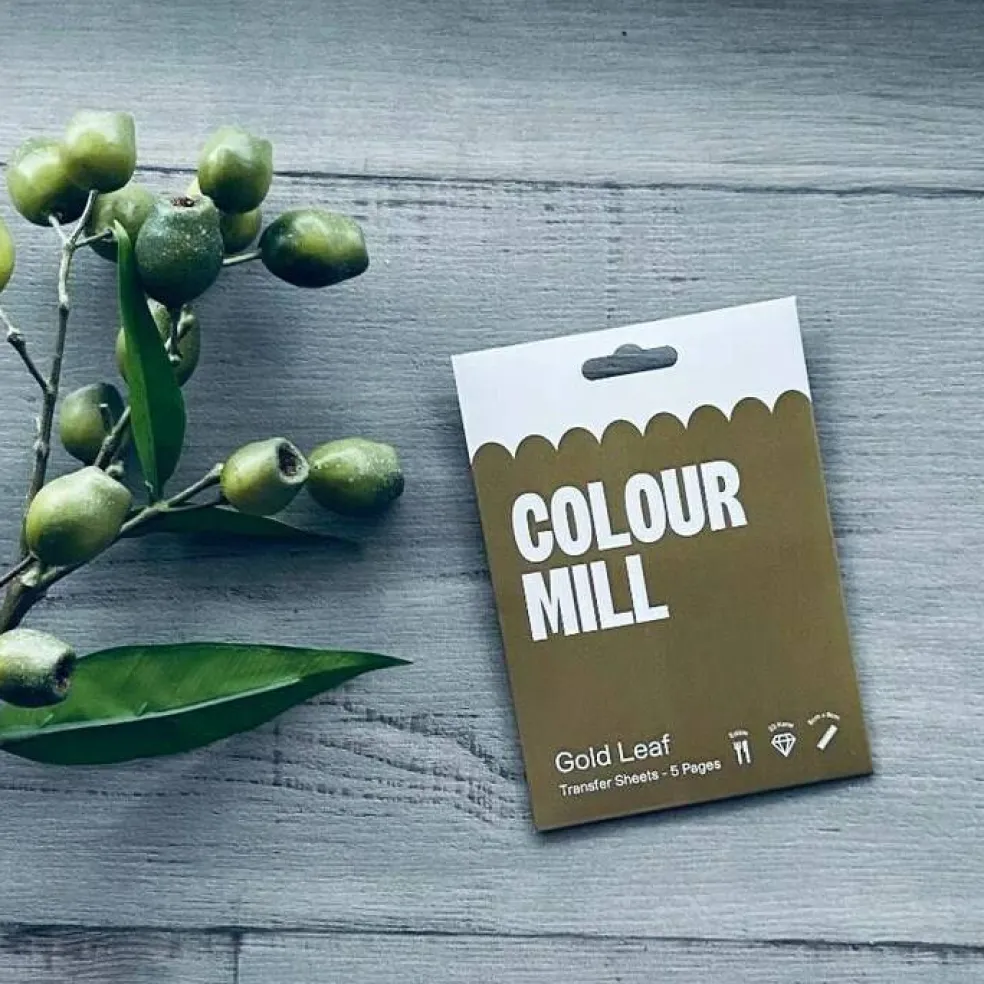 Pack of 5 Colour Mill Edible Gold Leaf 23 Karat Transfer Sheets 8cm x 8cm