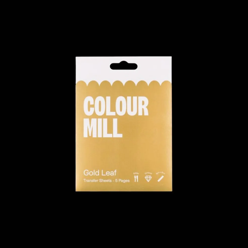 Pack of 5 Colour Mill Edible Gold Leaf 23 Karat Transfer Sheets 8cm x 8cm
