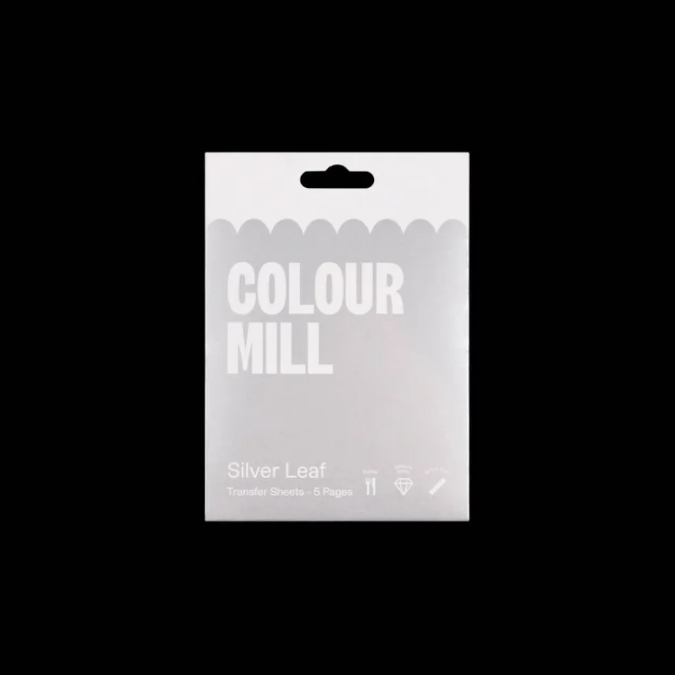 Pack of 5 Colour Mill Edible Silver Leaf Genuine Silver Transfer Sheets 8cm x 8cm