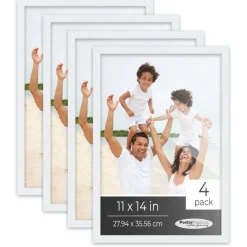 Pack of 4 Matte White Picture Frames | Solid Wood | UV-Resistant Acrylic | Easy Gallery Wall Setup