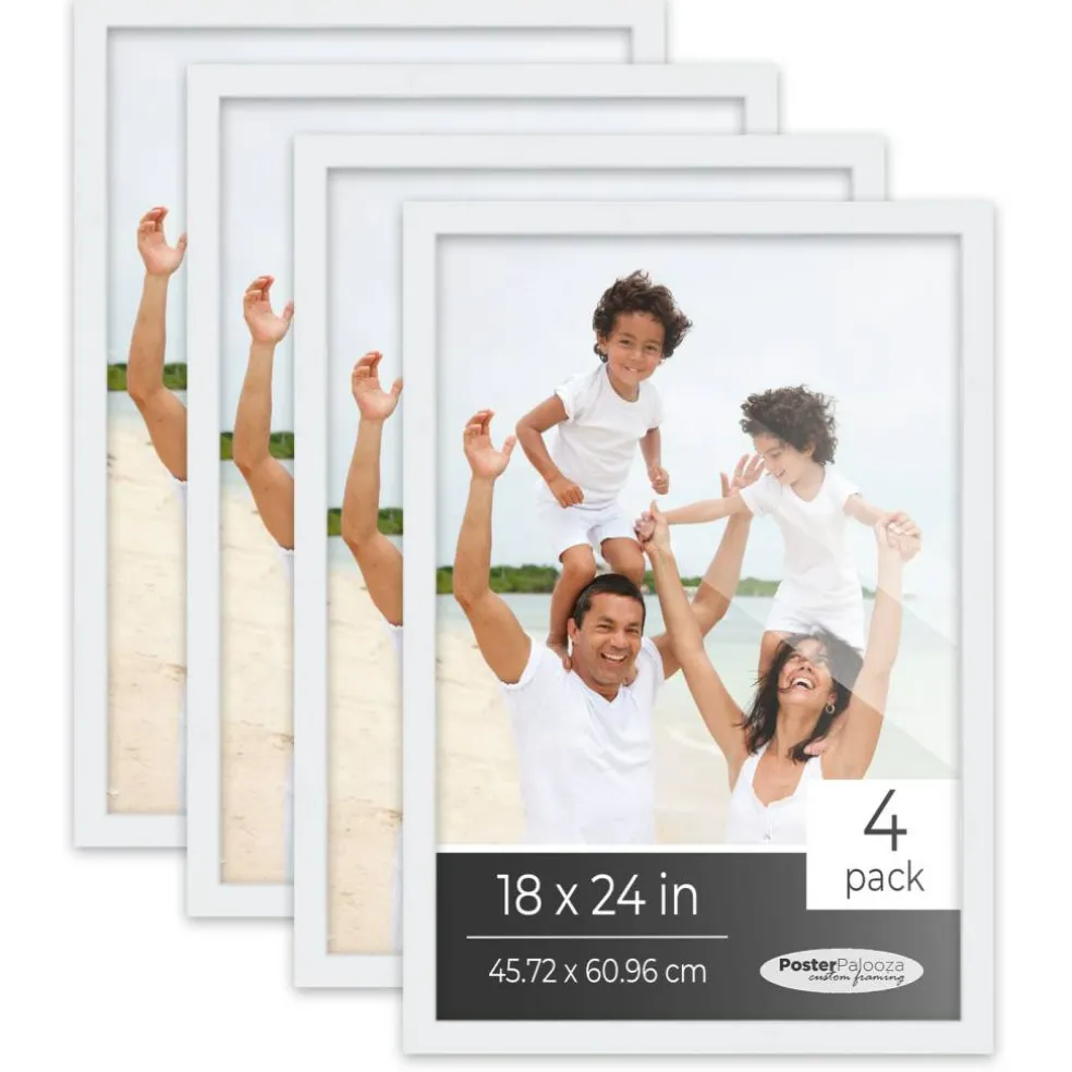 Pack of 4 Matte White Picture Frames | Solid Wood | UV-Resistant Acrylic | Easy Gallery Wall Setup