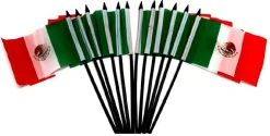 Pack of 12 Mexico Mini Flags – 4"x6" Polyester Desk & Hand Waving Set