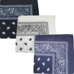 Pack of 3 Paisley 100% Cotton Double Sided Bandana - 22 inches