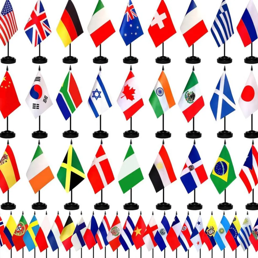 Pack of 12 Red Mini Flags – 4"x6" Polyester Desk & Hand Waving Set