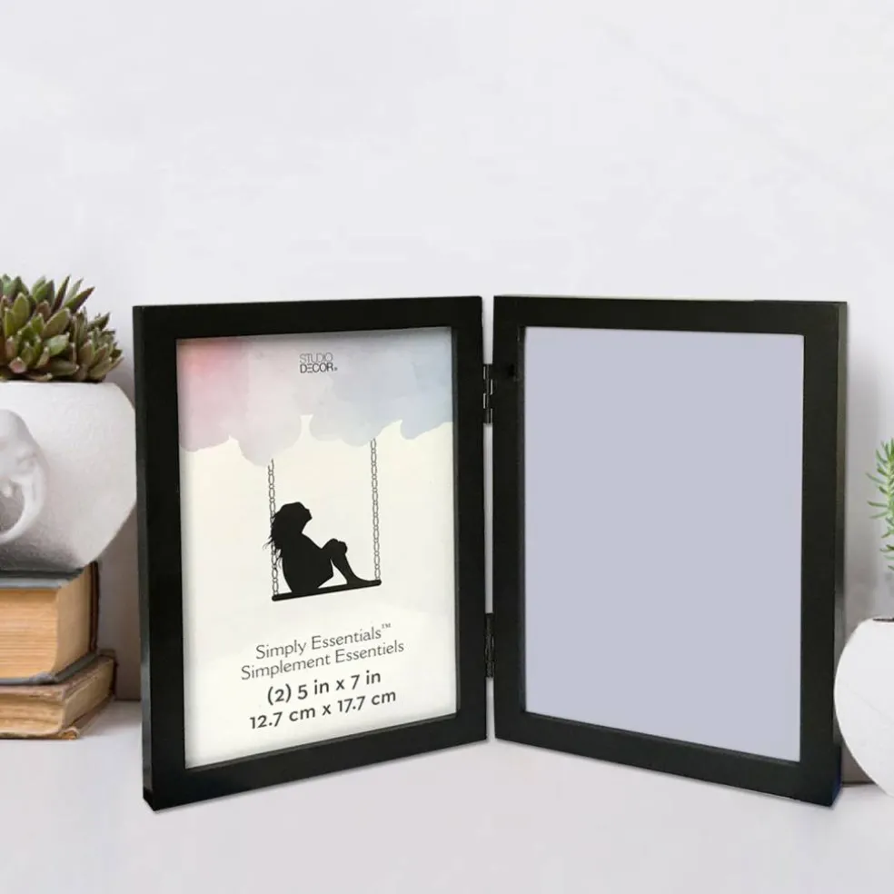 12 Pack: 2 Opening Black 5" x 7" Hinged Frame, Simply Essentials™ by Studio Décor®