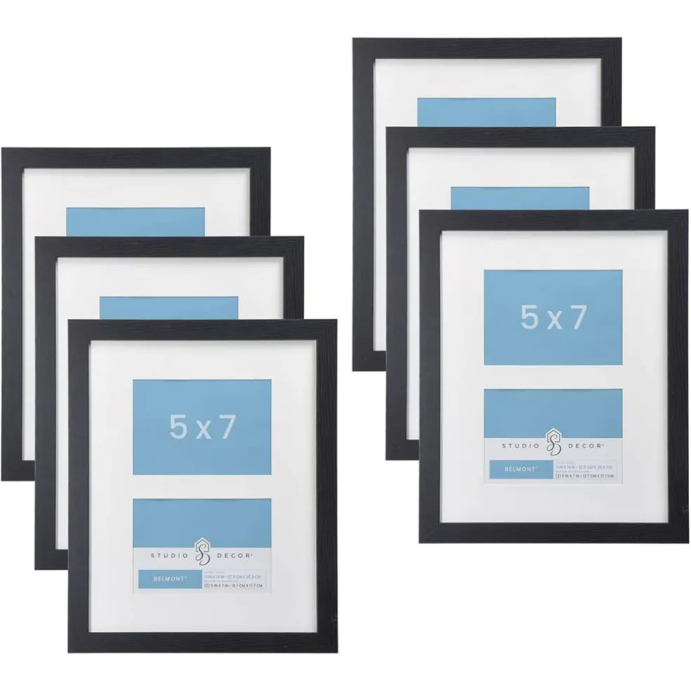 6 Pack: 2 Opening 5" x 7" Belmont Frame by Studio Décor®