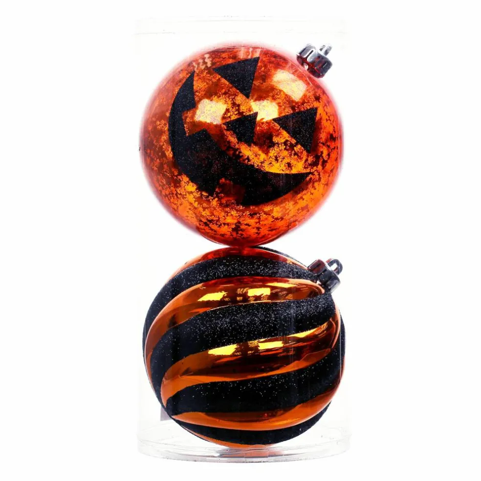 2 Pack 6" Orange & Black Jack-o'-Lantern Shatterproof Ornaments by Ashland®