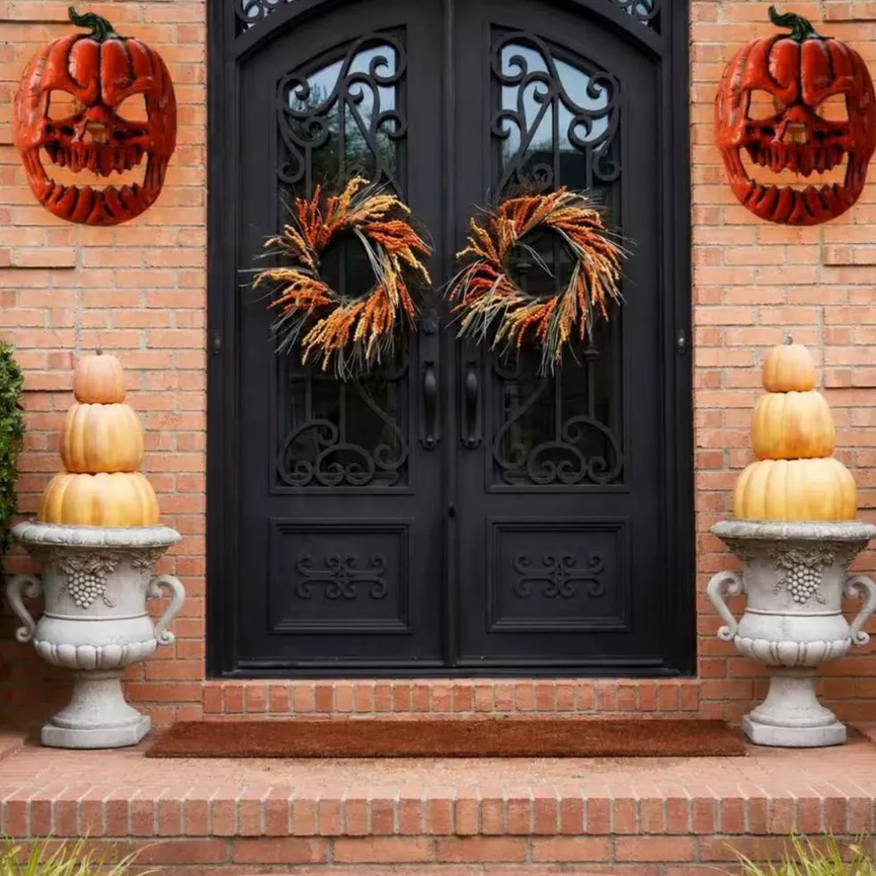 2-Pack Orange Halloween Skeleton Porch Light Covers