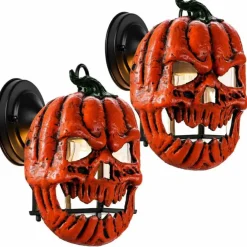 2-Pack Orange Halloween Skeleton Porch Light Covers