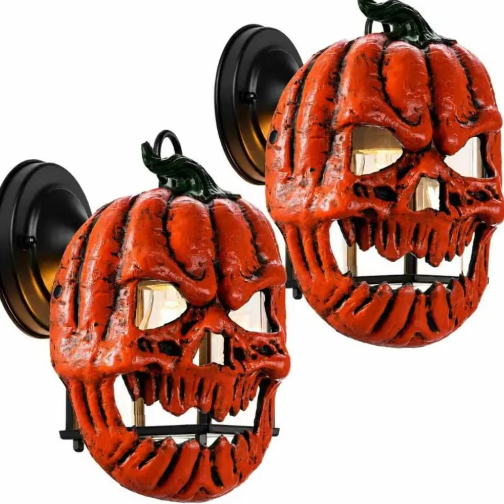 2-Pack Orange Halloween Skeleton Porch Light Covers