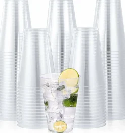 100 Pack 14 oz Plastic Cups - Disposable Heavy-duty Tumblers