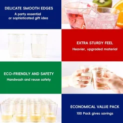 100 Pack 14 oz Plastic Cups - Disposable Heavy-duty Tumblers