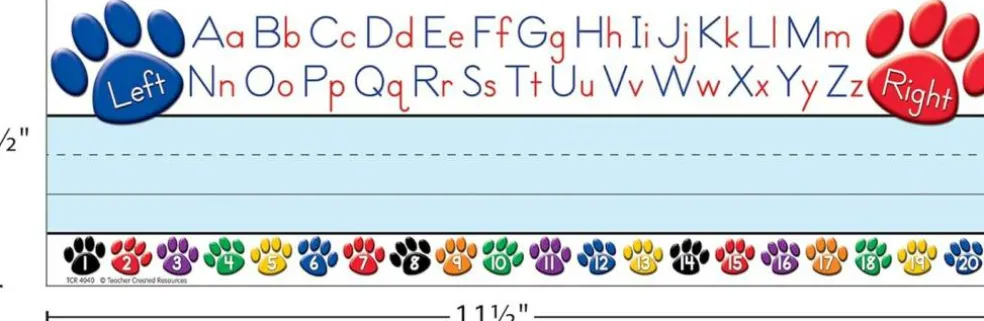 36-Pack Paw Prints Left/Right Alphabet Name Plates – Classroom Desk Name Tags, Student Nameplates & Learning Center Labels for Preschool & Elementary Classroom Organization