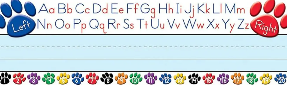 36-Pack Paw Prints Left/Right Alphabet Name Plates – Classroom Desk Name Tags, Student Nameplates & Learning Center Labels for Preschool & Elementary Classroom Organization