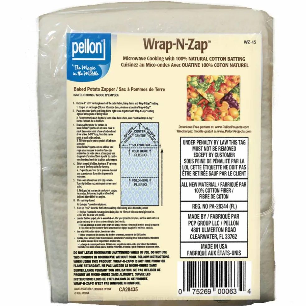 6 Pack: Pellon® Wrap-N-Zap® 45" x 1yd. Microwaveable Cotton Batting