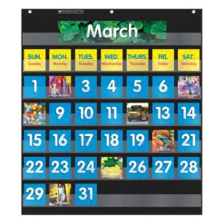 12 Pack: Pocket Chart Monthly Calendar Black