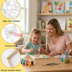 6 Pack Pre-Drawn Canvas Painting Kit, 8x10 Inch Summer Beach Outline Canvas Boards for Adults & Kids, Pre-Printed DIY Acrylic Painting Set for Parties, Classroom, Student & Beginner Art Projects