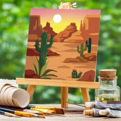 12 Pack Pre-Drawn Landscape Canvas Painting Kit, 4x4 Inch Mini Pre-Printed Outline Canvas Set for Beginners, DIY Paint Party Supplies, Kids & Adults Creative Craft Activity & Party Favors
