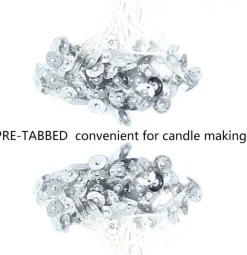 100-Pack Pre-Waxed Natural Cotton Candle Wicks with Sustainer Tabs (6")