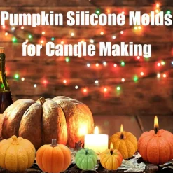 (4 Pack) Pumpkin Candle Molds with Leaf Mold(4PCS Pumpkin & Leaf Candle Molds)3 x 2 x 0.57 inches