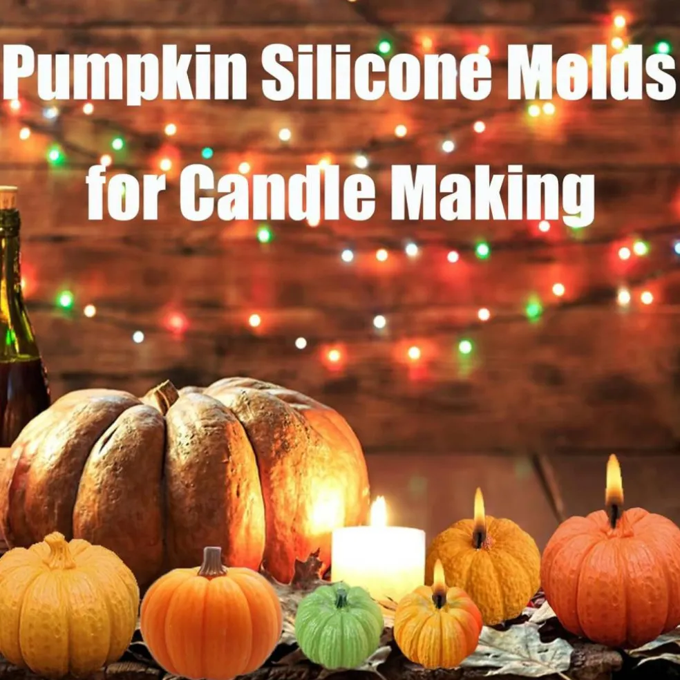 (4 Pack) Pumpkin Candle Molds with Leaf Mold(4PCS Pumpkin & Leaf Candle Molds)3 x 2 x 0.57 inches