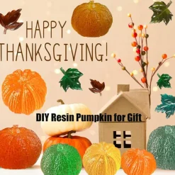 (4 Pack) Pumpkin Candle Molds with Leaf Mold(4PCS Pumpkin & Leaf Candle Molds)3 x 2 x 0.57 inches