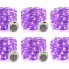 6 Pack Purple Battery Operated Fairy Lights – 30 LED, 10 Ft Silver Wire