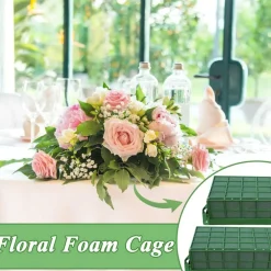 3 Pack Rectangular Floral Foam Cage – Green Wet Foam Flower Arranging Blocks for Fresh & Artificial Flowers, Hanging Floral Holder for Weddings, Parties & Home Decor