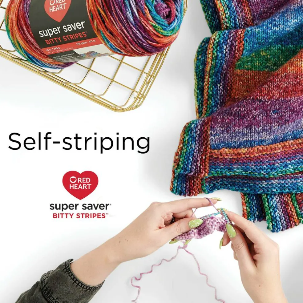 2 Pack Red Heart® Super Saver® Bitty Stripes™ Yarn