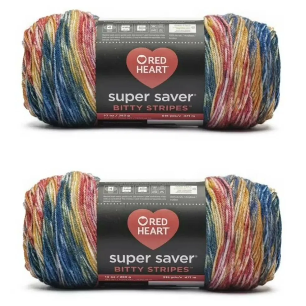 2 Pack Red Heart® Super Saver® Bitty Stripes™ Yarn