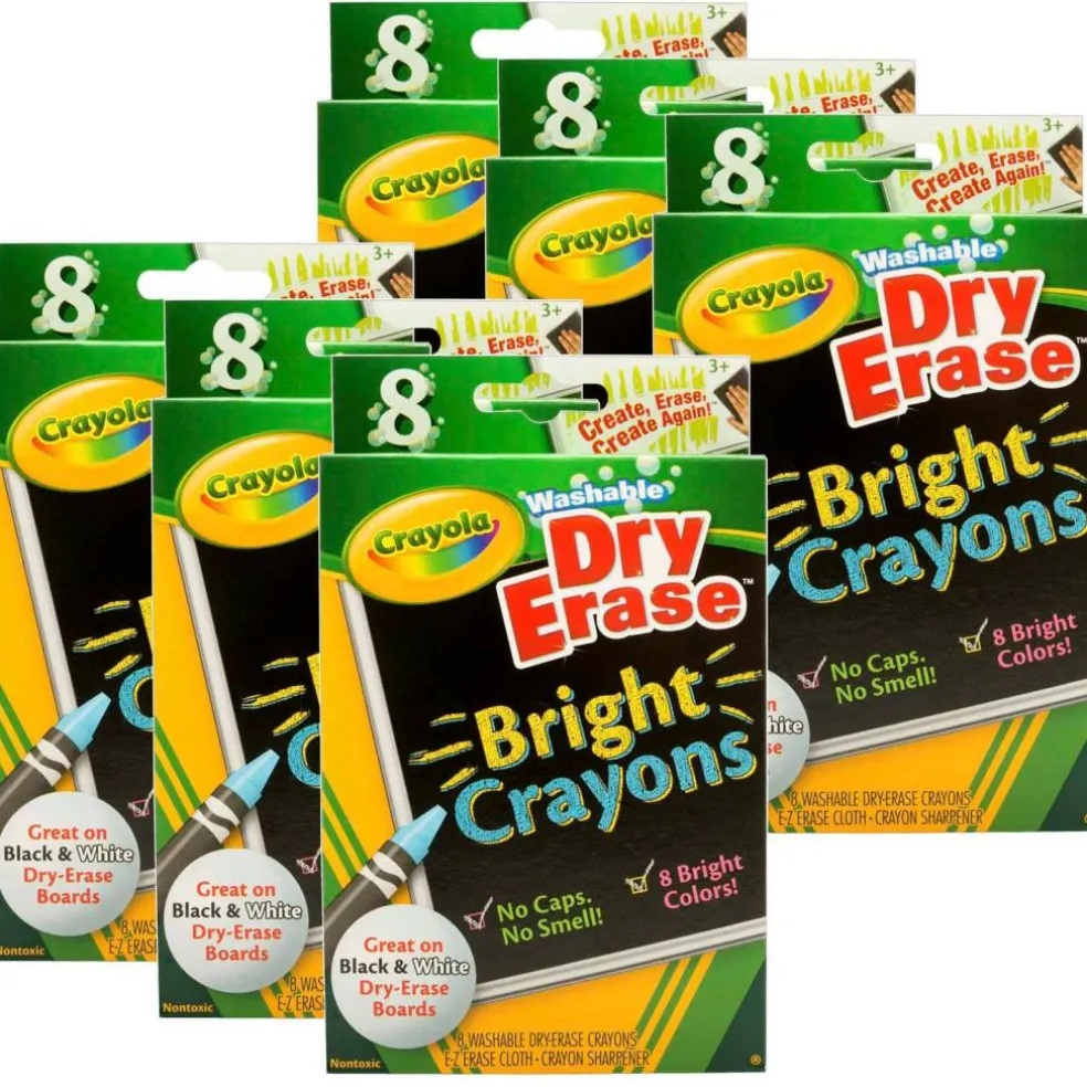 6 Packs: 8 ct. (48) Crayola® Washable Dry Erase Bright Crayons