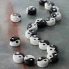 6 Packs: 18 ct. (108 total) Black & White Ceramic Yin Yang Beads, 10mm by Bead Landing™