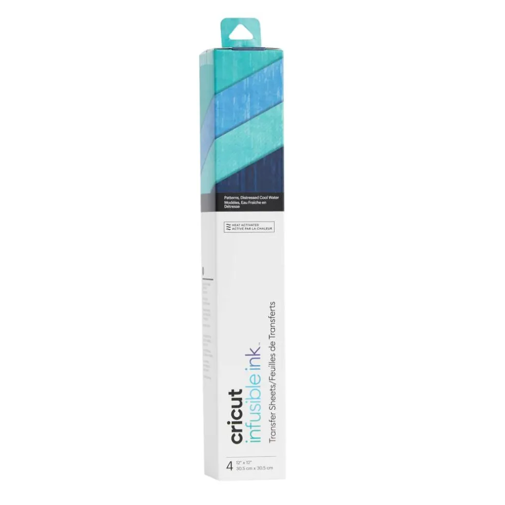 6 Packs: 4 ct. (24 total) Cricut® Infusible Ink™ Transfer Sheet Patterns, Distressed Cool Water
