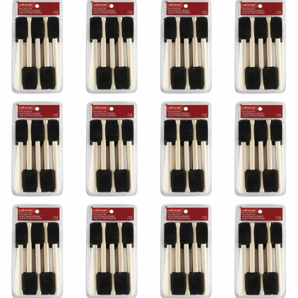 12 Packs: 20 ct. (240 total) 1" Foam Brush Set Value Pack by Craft Smart®