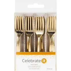 12 Packs: 24 ct. (288 total) Gold Mini Forks by Celebrate It™