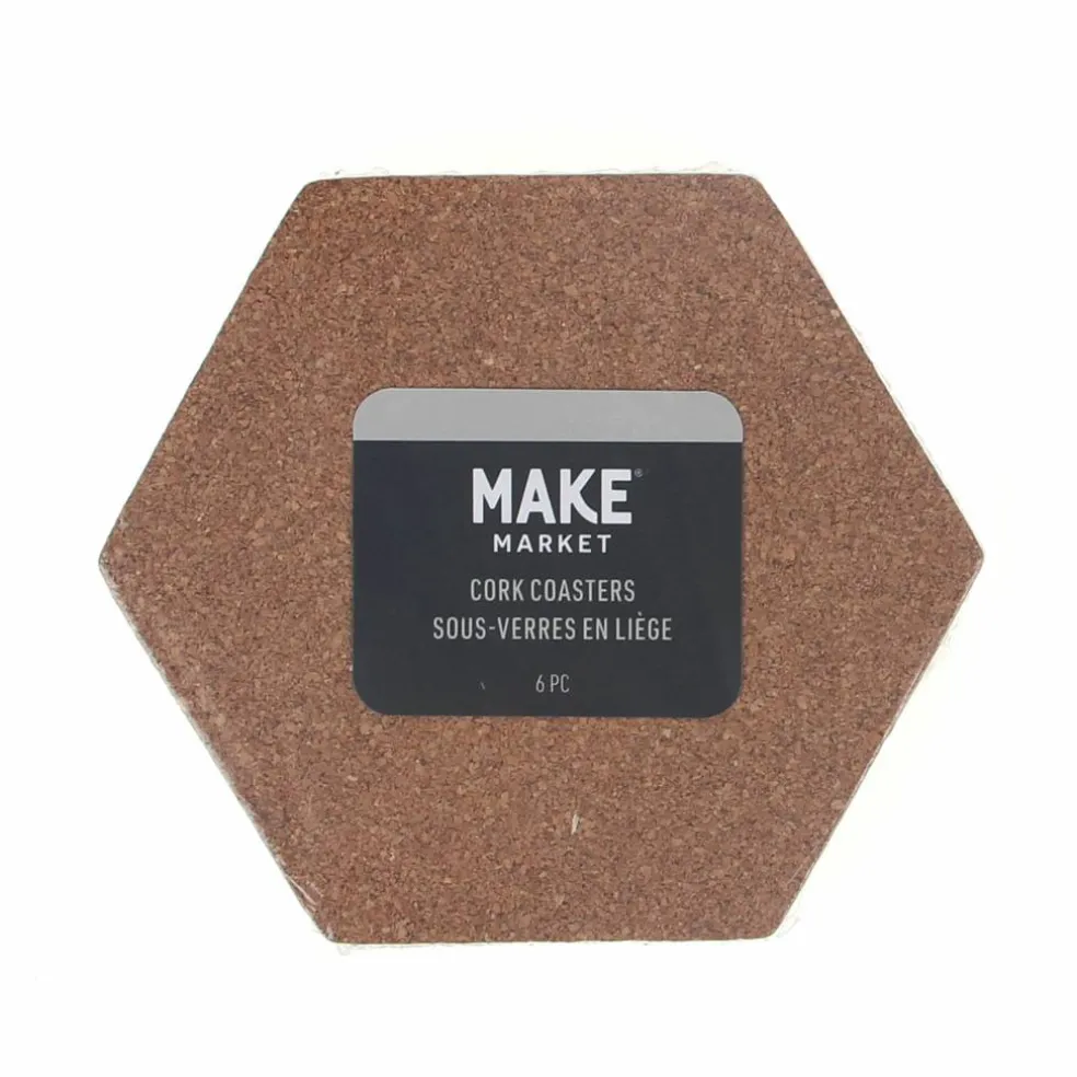 18 Packs: 6 ct. (108 total) 4" Hexagon Cork Coasters by Make Market®