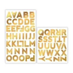 12 Packs: 62 ct. (744 total) Iron-On Gold Foil Block Alphabet by Make MarketĀ®