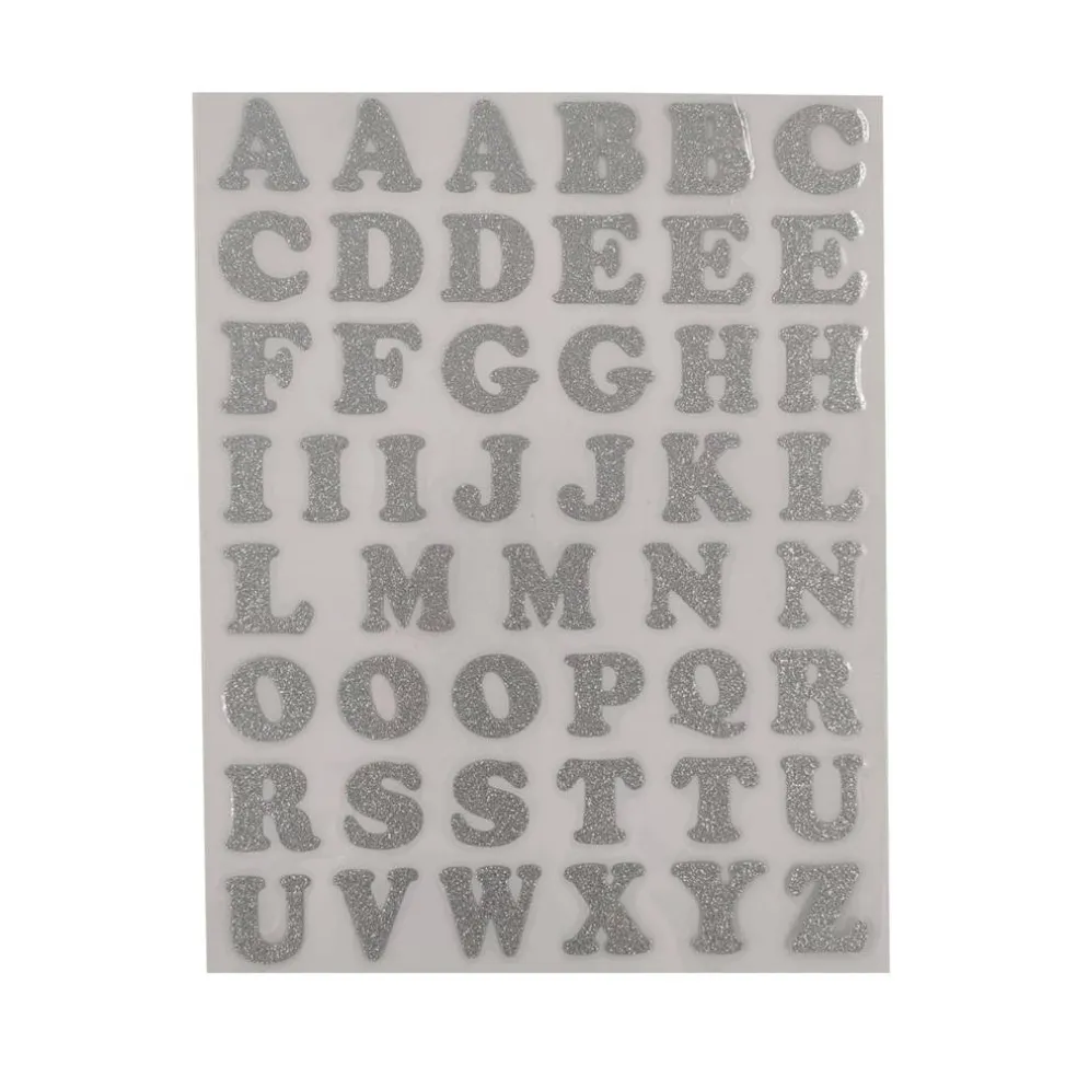 12 Packs: 48 ct. (576 total) 1" Iron-On Silver Glitter Letters by Imagin8™
