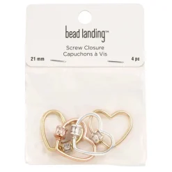6 Packs: 4 ct. (24 total) 21mm Mixed Heart-Shaped Screw Closures by Bead Landing™