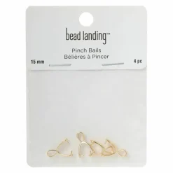 12 Packs: 4 ct. (48 total) 15mm Simple Pinch Bails by Bead Landingâ„¢